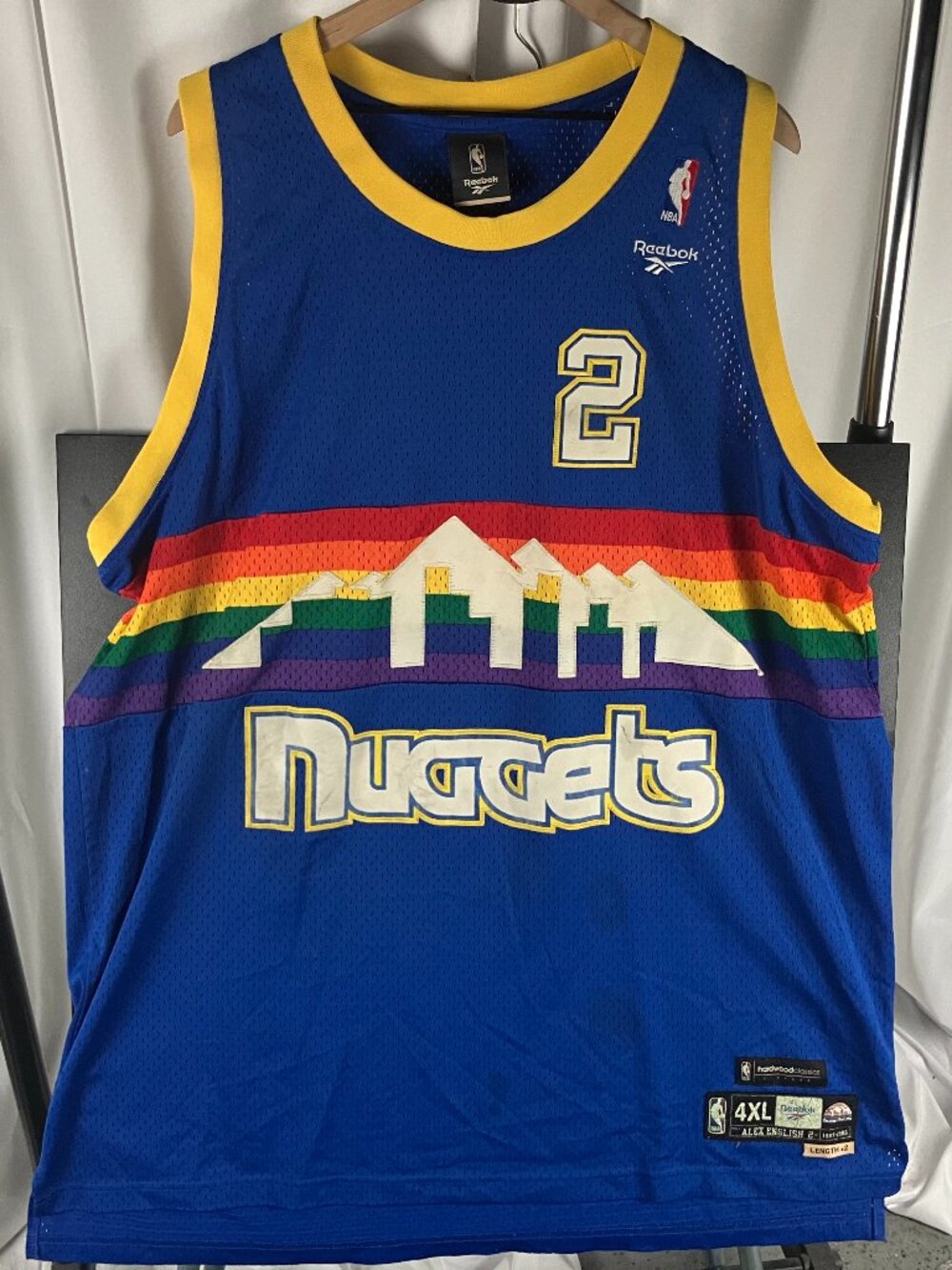 Reebok Rainbow Skyline Denver Nuggets Alex English #2 4XL Length +2